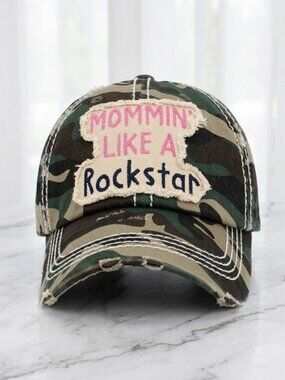 Camo Mommin Like a Rockstar Baseball Cap